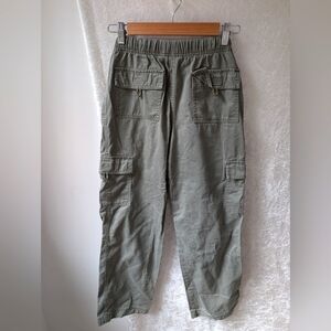 LL Bean Boys 14 Olive Green Cargo Pants Elastic Waist Draw String Velcro